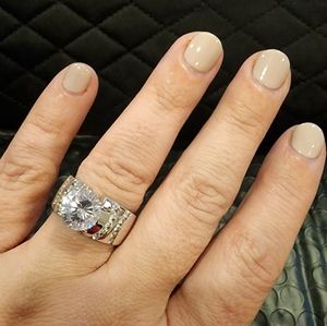 Sterling Silver CZ Wedding/Engagement Ring Sz 8.5